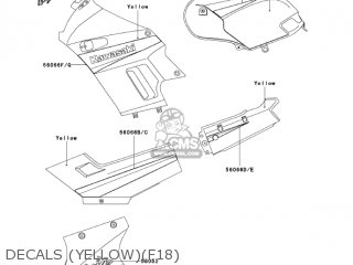 DECALS (YELLOW)(F18) - EX250F18 NINJA 250R 2004 USA CALIFORNIA