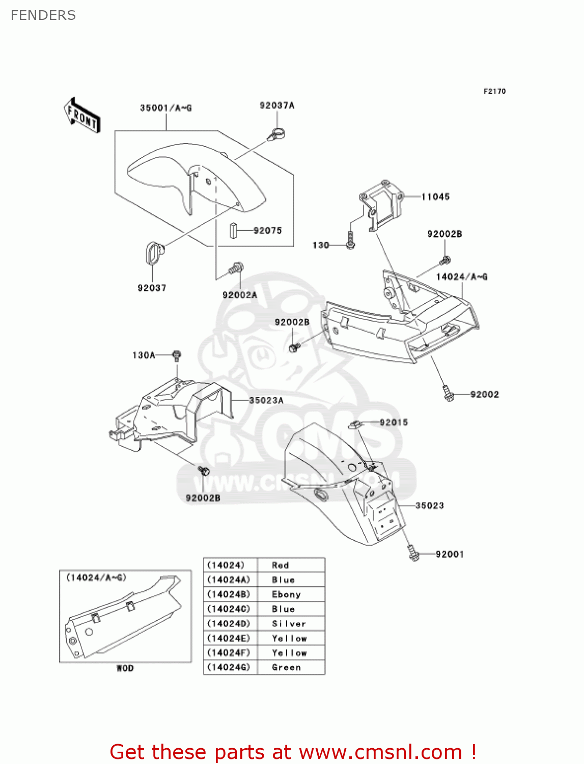 FENDERS EX250F19 NINJA 250R 2005 USA CALIFORNIA