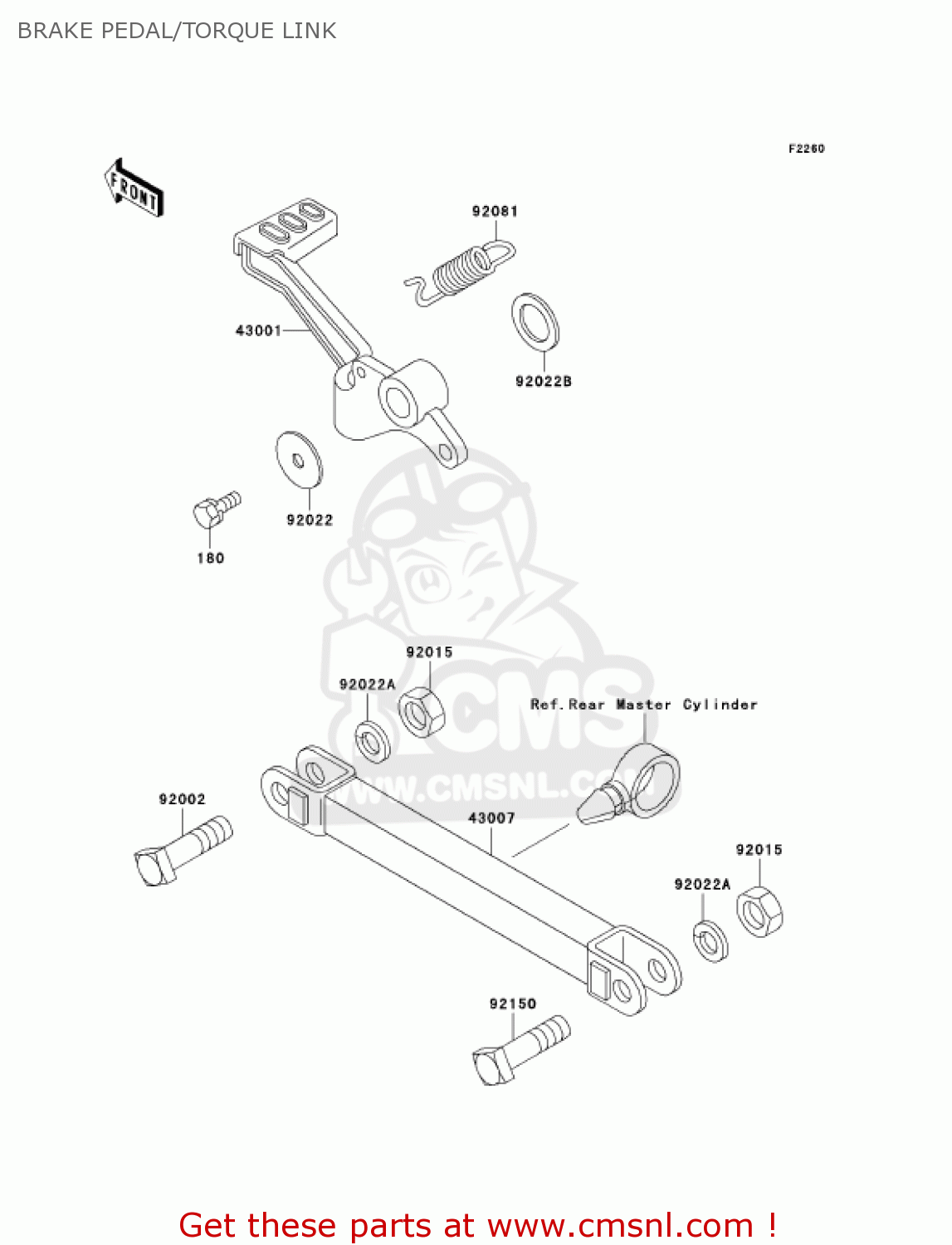 BRAKE PEDAL/TORQUE LINK EX250F19 NINJA 250R 2005 USA CALIFORNIA