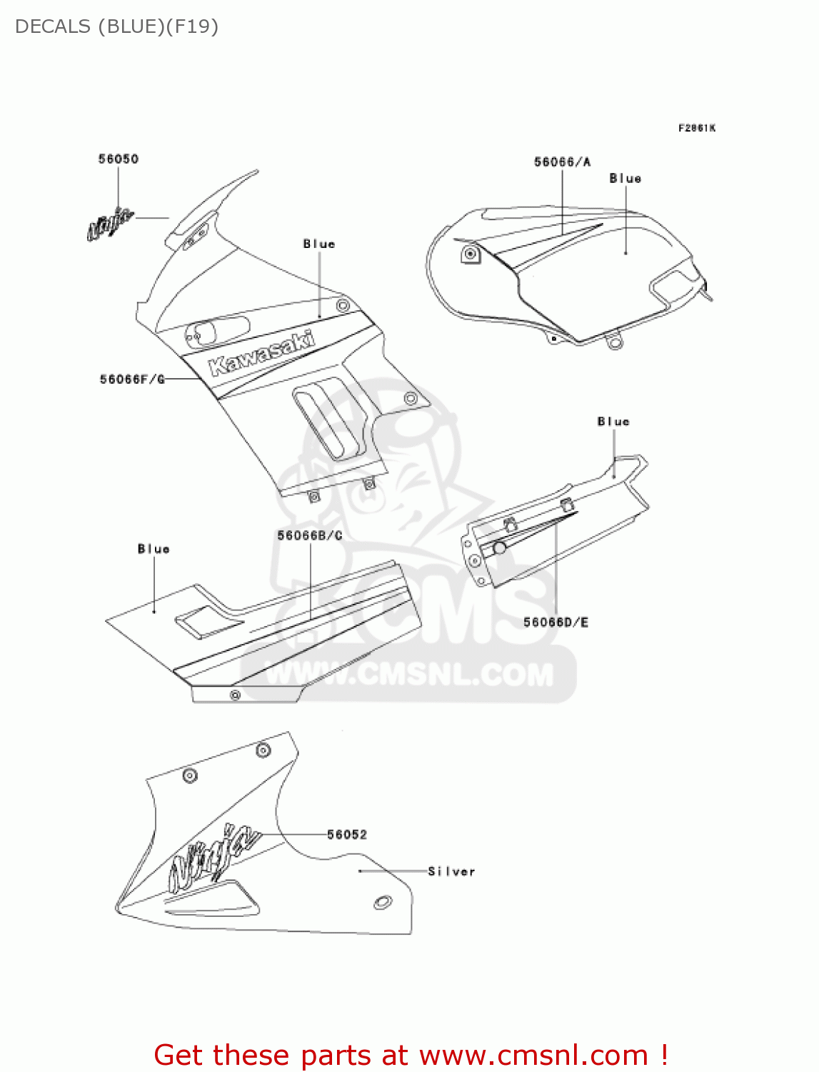 DECALS (BLUE)(F19) EX250F19 NINJA 250R 2005 USA CALIFORNIA