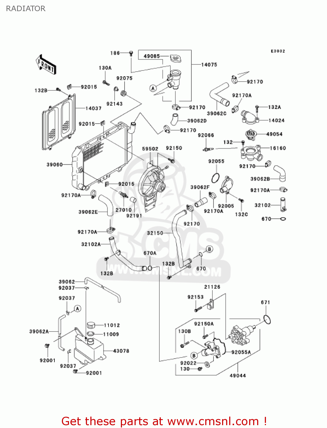 RADIATOR EX250F19 NINJA 250R 2005 USA CALIFORNIA