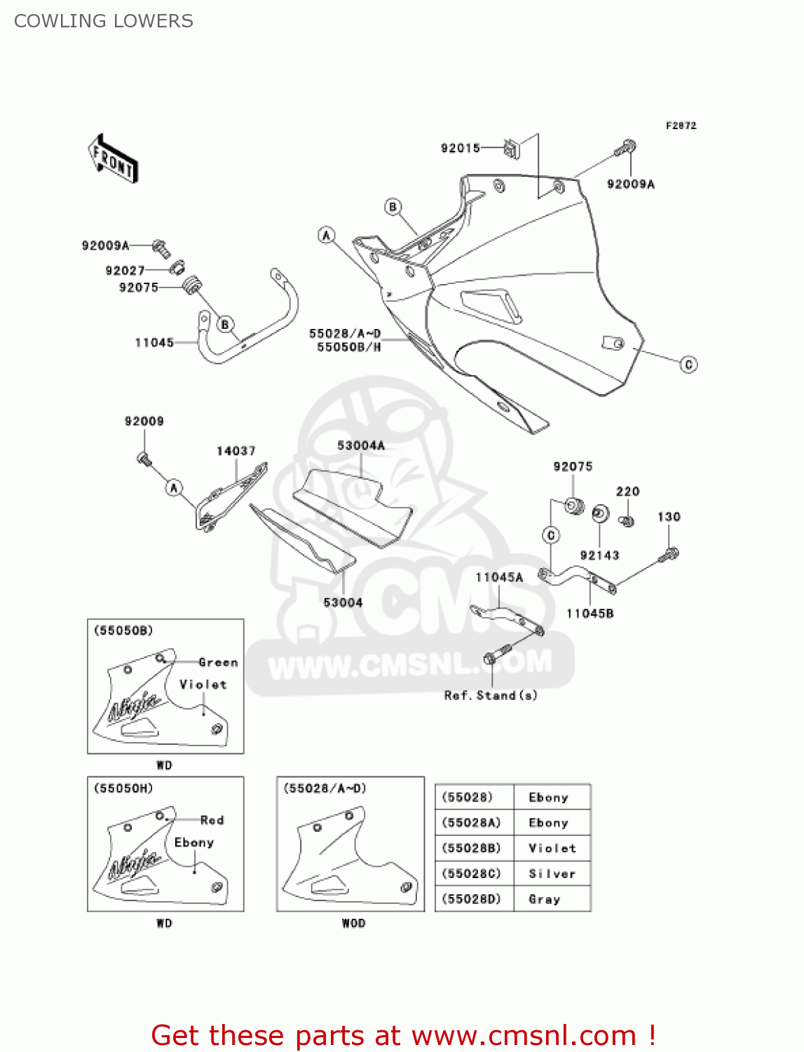 COWLING LOWERS EX250F19 NINJA 250R 2005 USA CALIFORNIA