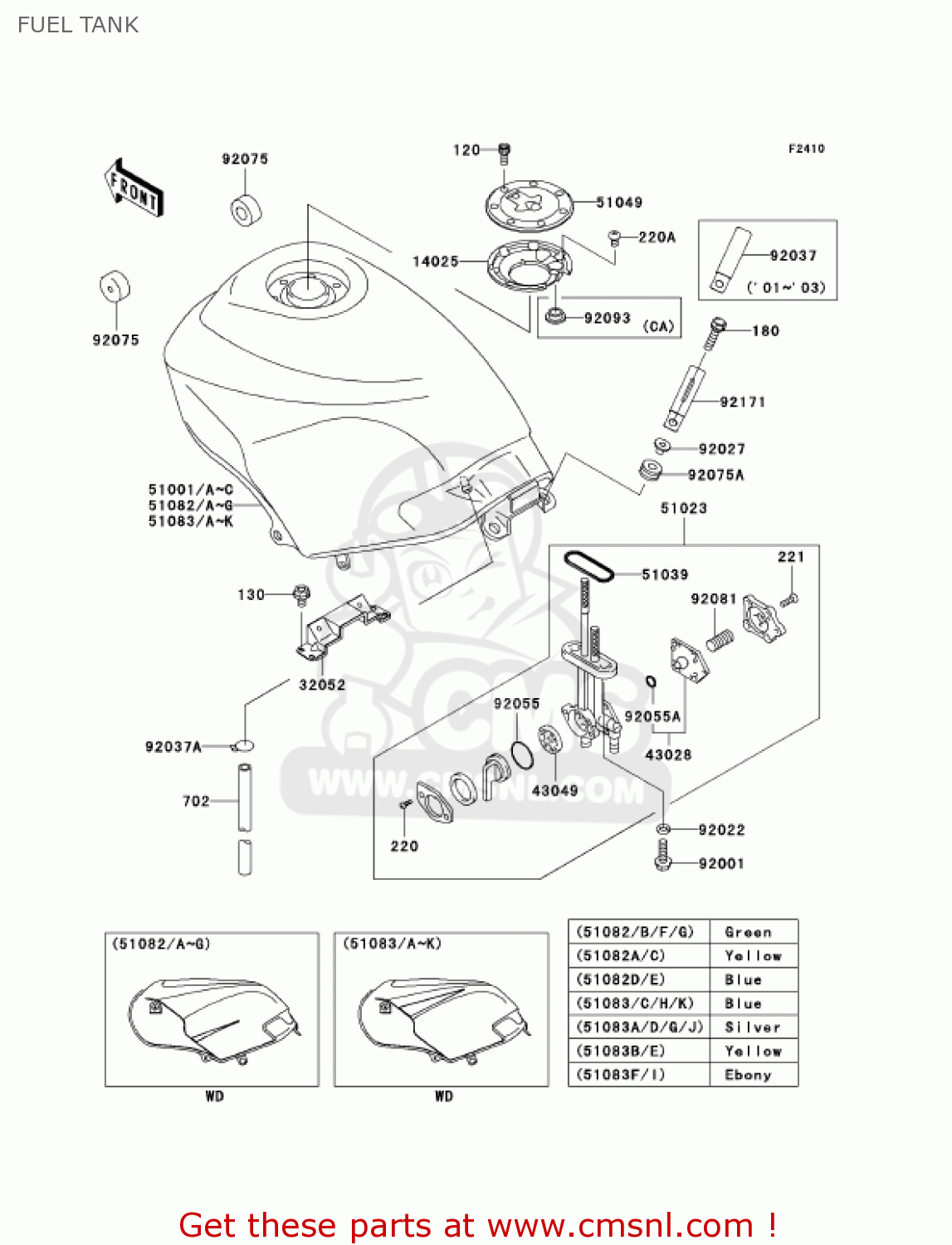 FUEL TANK EX250F19 NINJA 250R 2005 USA CALIFORNIA