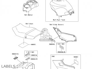 LABELS - EX250F19 NINJA 250R 2005 USA CALIFORNIA