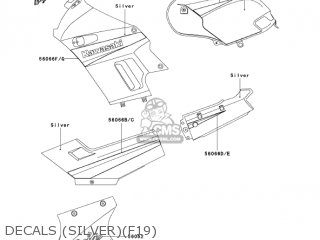 DECALS (SILVER)(F19) - EX250F19 NINJA 250R 2005 USA CALIFORNIA