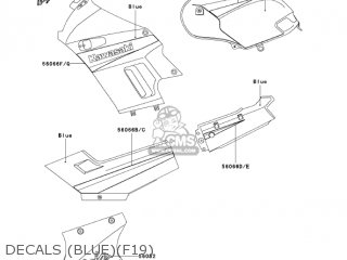DECALS (BLUE)(F19) - EX250F19 NINJA 250R 2005 USA CALIFORNIA