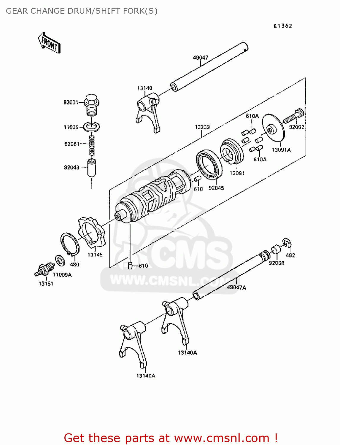 GEAR CHANGE DRUM/SHIFT FORK(S) EX250F2 GPX250R 1988 UNITED KINGDOM
