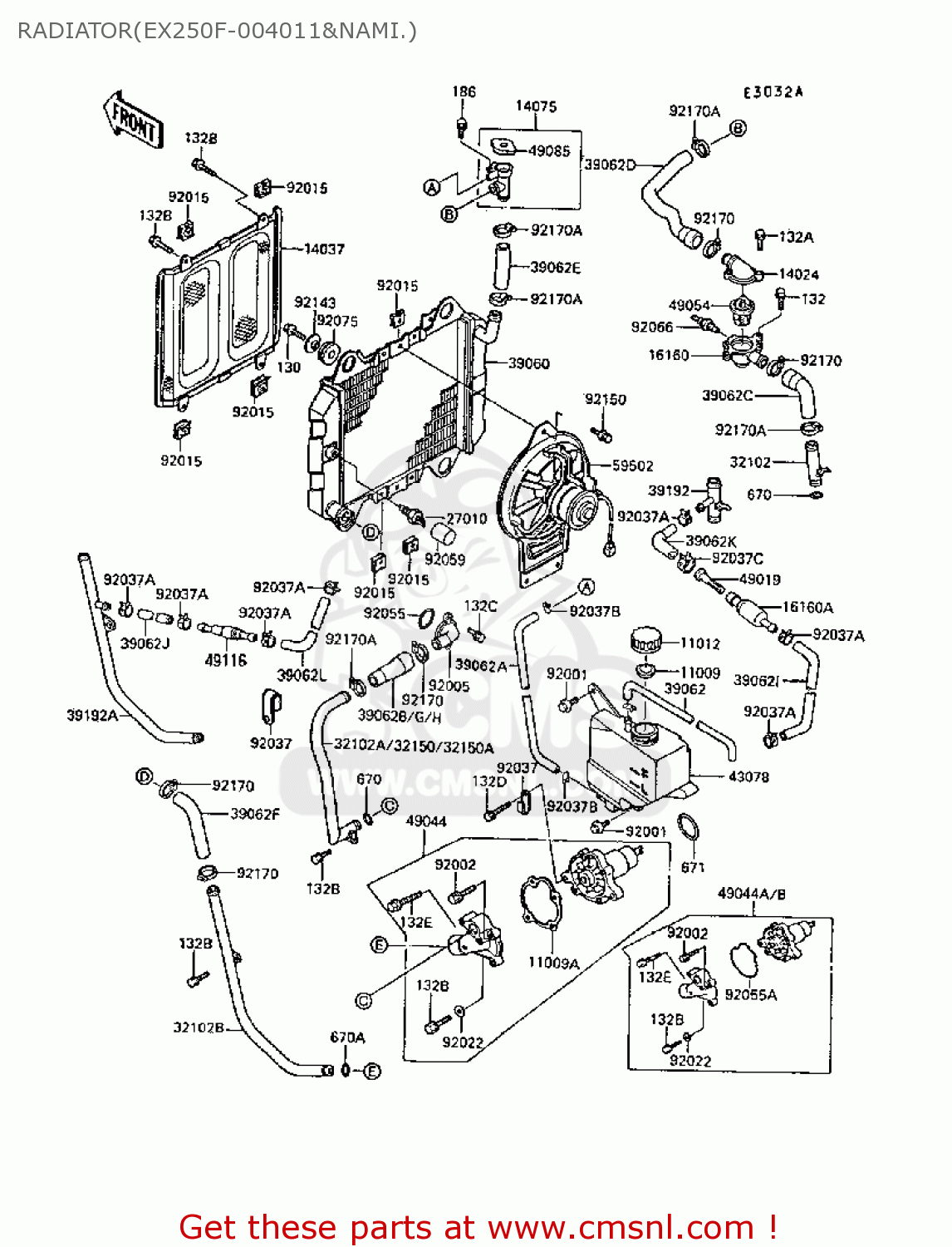 RADIATOR(EX250F-004011&NAMI.) EX250F2 GPX250R 1988 UNITED KINGDOM