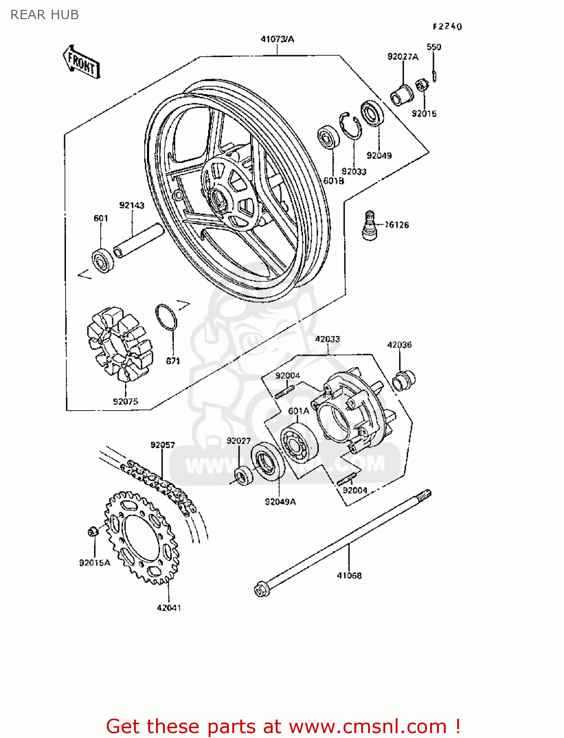 REAR HUB EX250F2 GPX250R 1988 UNITED KINGDOM