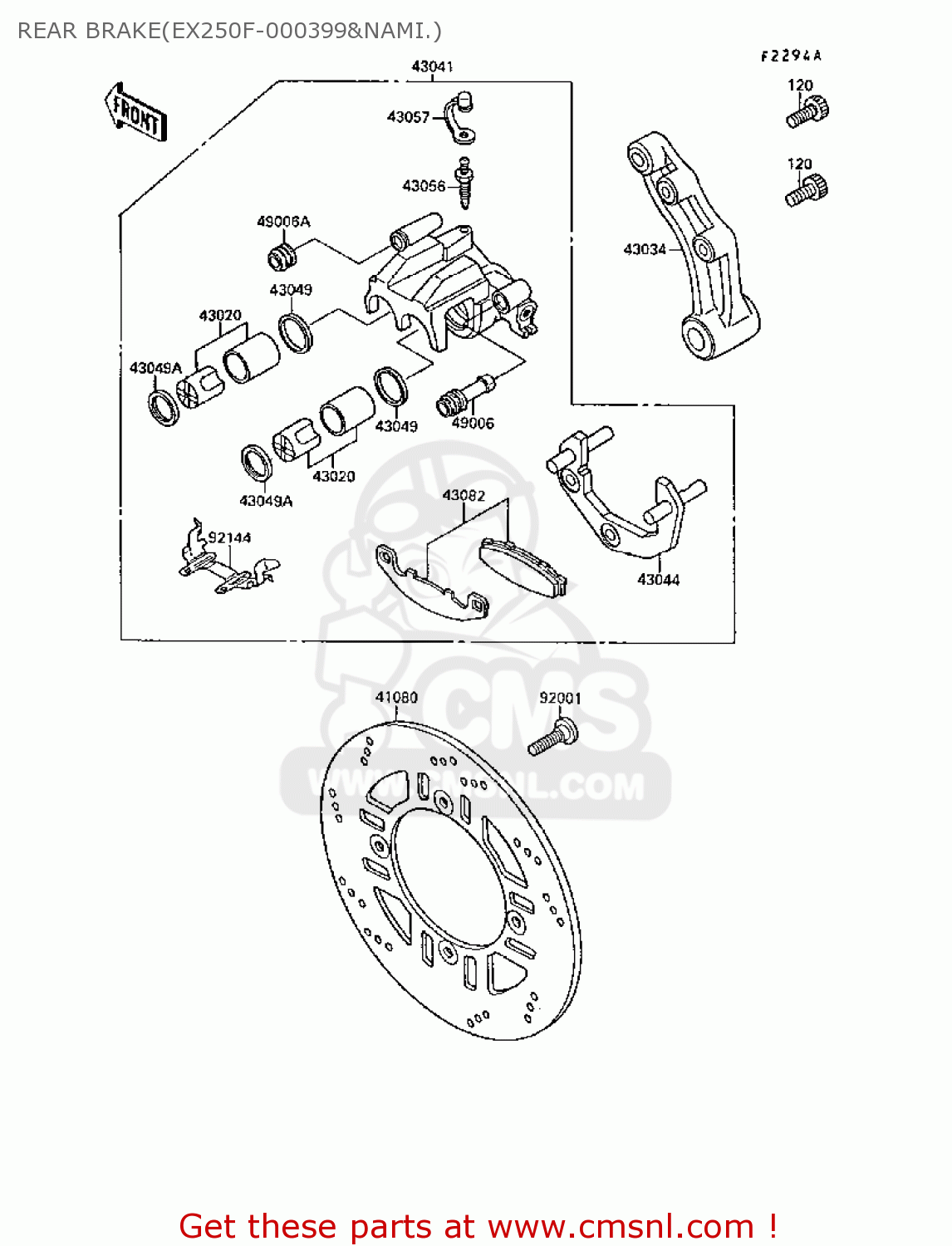 REAR BRAKE(EX250F-000399&NAMI.) EX250F2 GPX250R 1988 UNITED KINGDOM