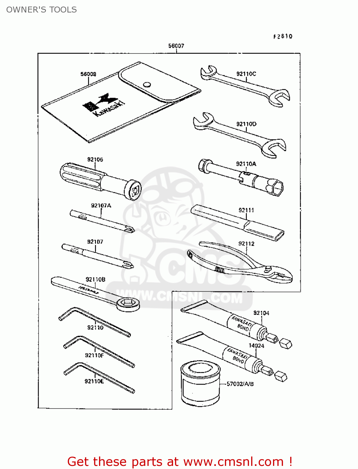 OWNER'S TOOLS EX250F2 GPX250R 1988 UNITED KINGDOM