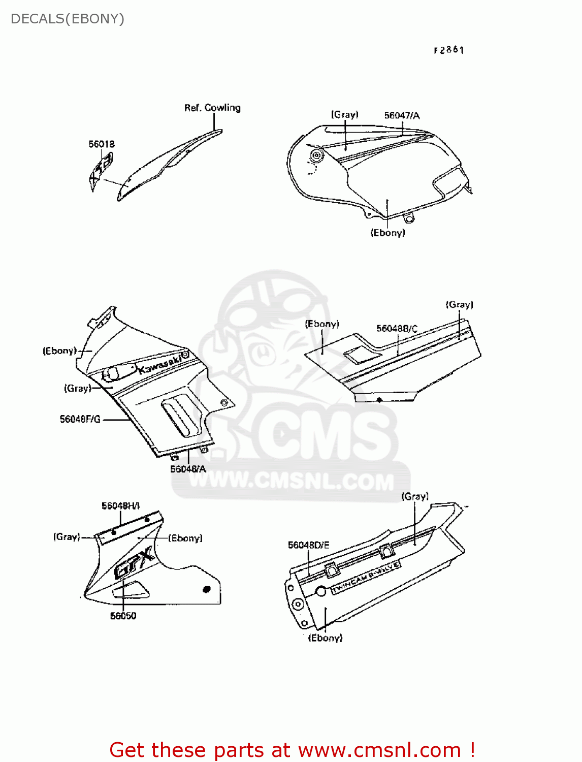 DECALS(EBONY) EX250F2 GPX250R 1988 UNITED KINGDOM