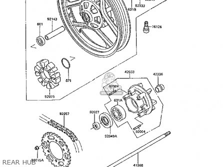 REAR HUB - EX250F2 GPX250R 1988 UNITED KINGDOM