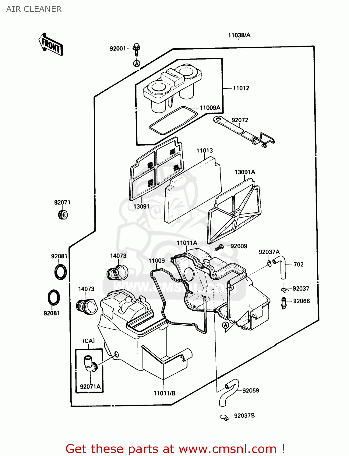 AIR CLEANER EX250F2 NINJA 250R 1988 USA CALIFORNIA CANADA