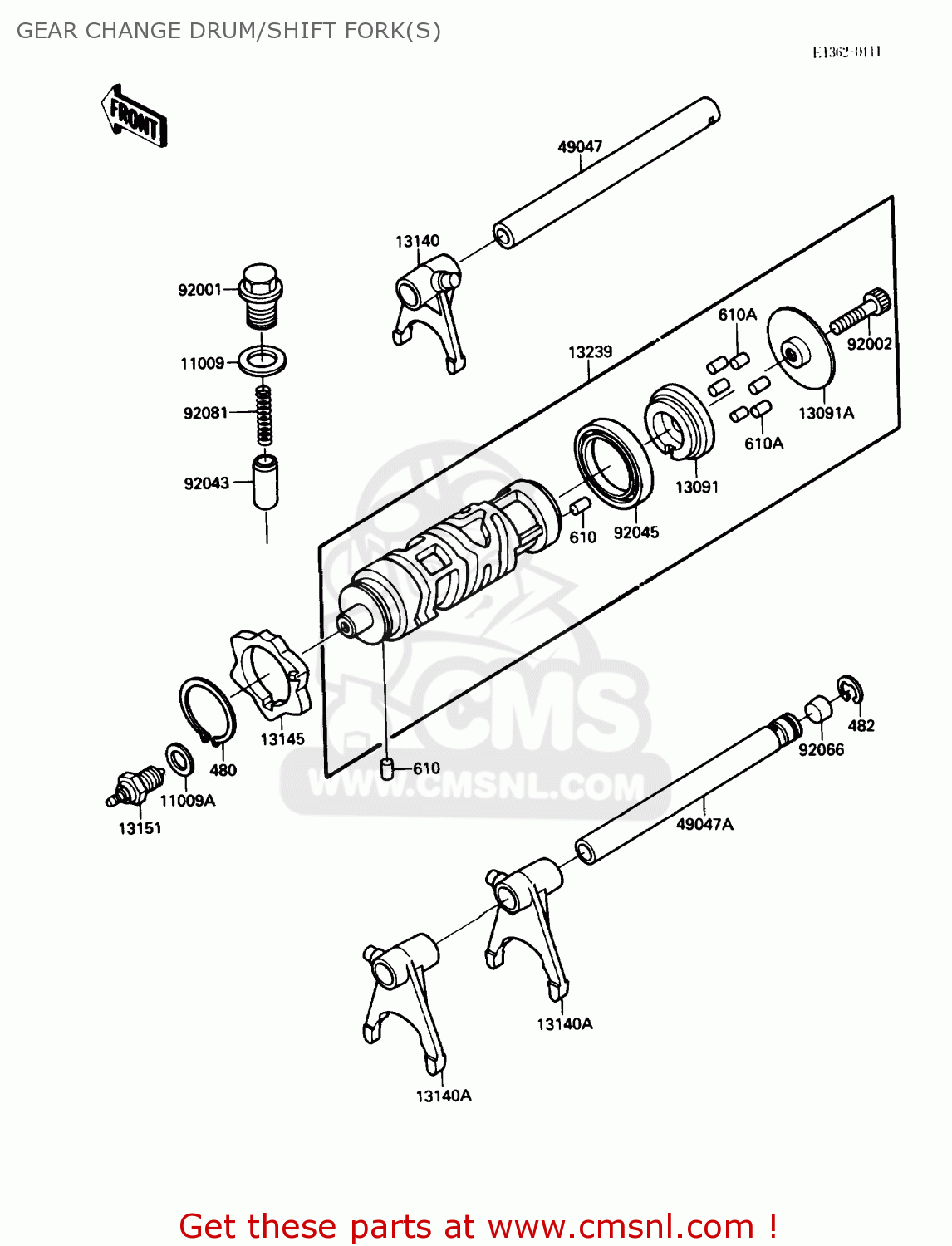 GEAR CHANGE DRUM/SHIFT FORK(S) EX250F2 NINJA 250R 1988 USA CALIFORNIA CANADA