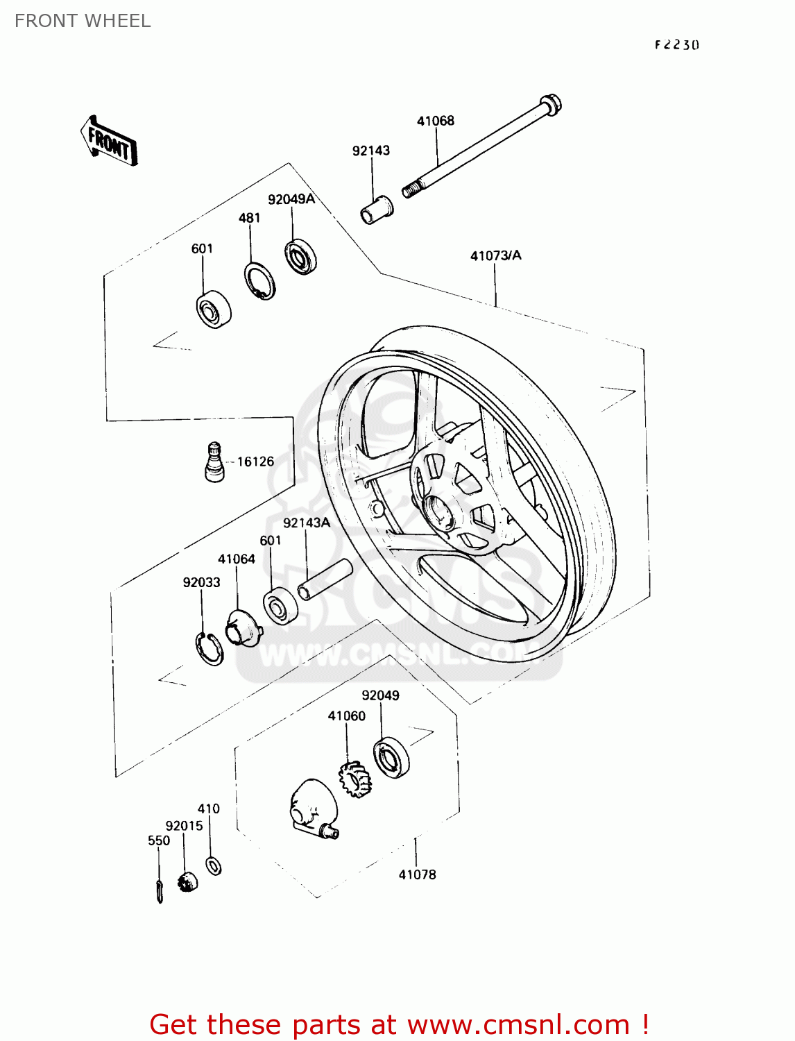 FRONT WHEEL EX250F2 NINJA 250R 1988 USA CALIFORNIA CANADA