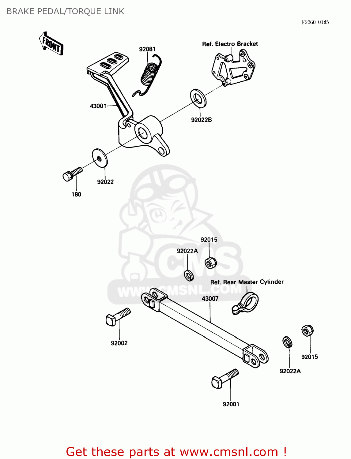 BRAKE PEDAL/TORQUE LINK EX250F2 NINJA 250R 1988 USA CALIFORNIA CANADA