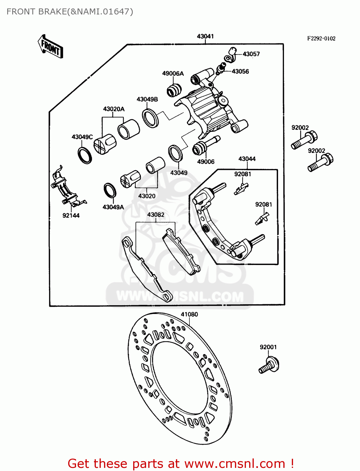 FRONT BRAKE(&NAMI.01647) EX250F2 NINJA 250R 1988 USA CALIFORNIA CANADA