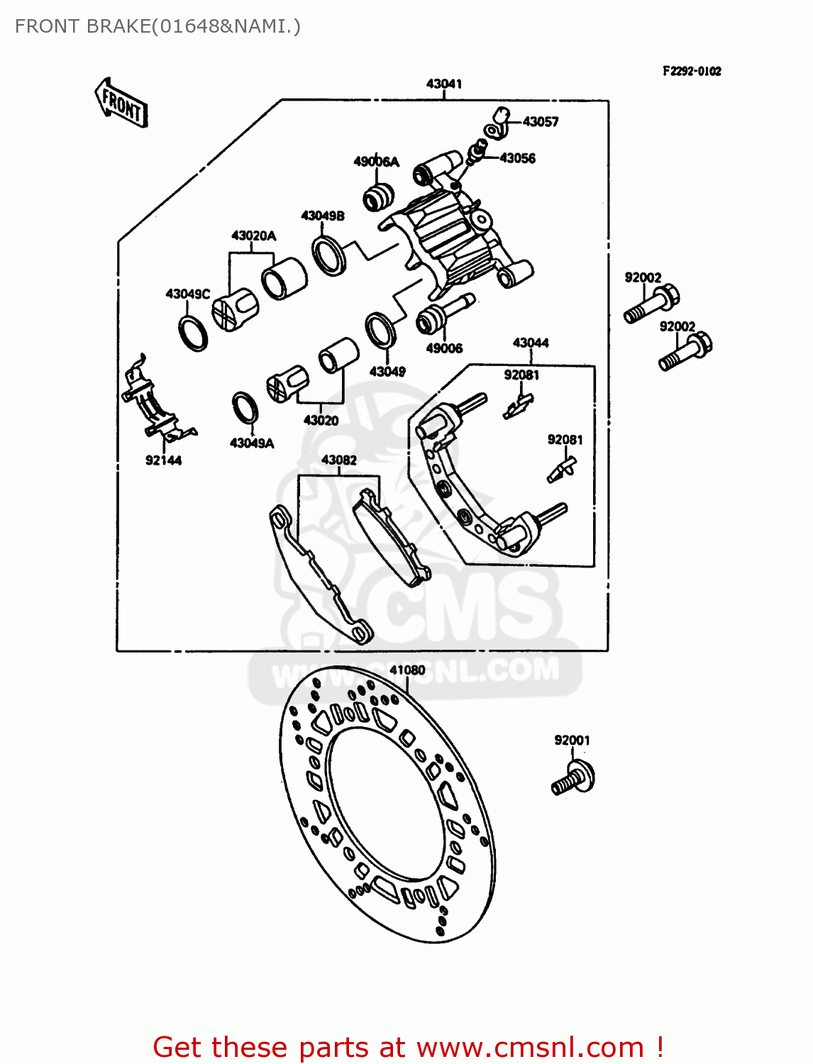 FRONT BRAKE(01648&NAMI.) EX250F2 NINJA 250R 1988 USA CALIFORNIA CANADA