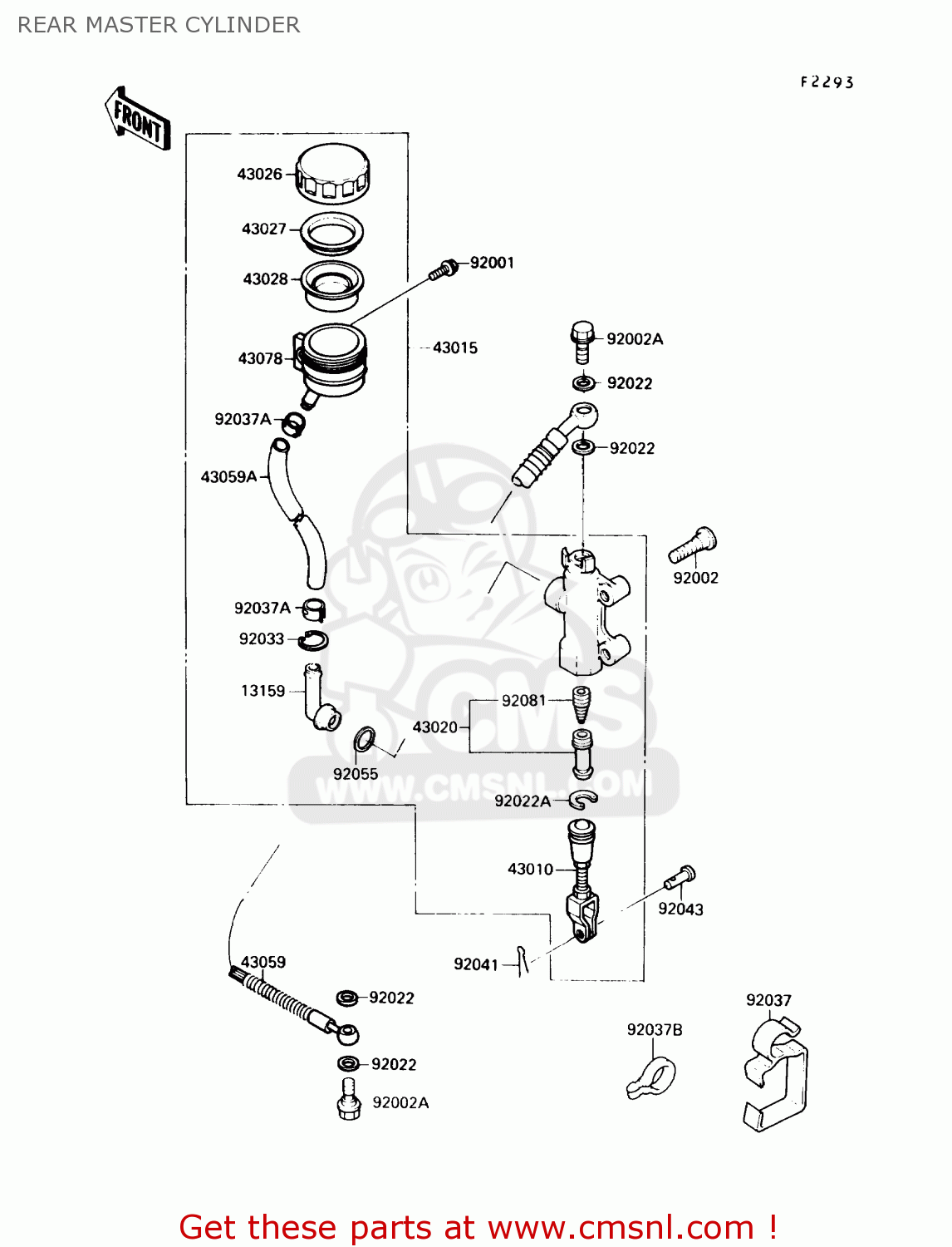 REAR MASTER CYLINDER EX250F2 NINJA 250R 1988 USA CALIFORNIA CANADA