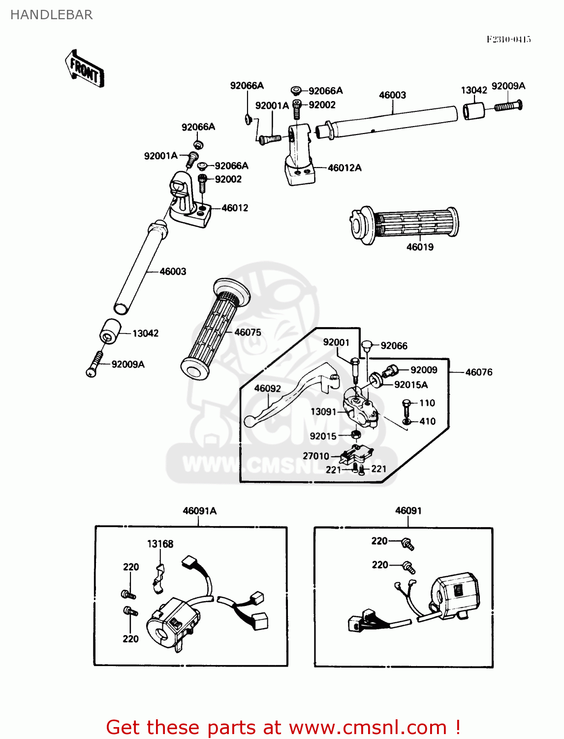 HANDLEBAR EX250F2 NINJA 250R 1988 USA CALIFORNIA CANADA