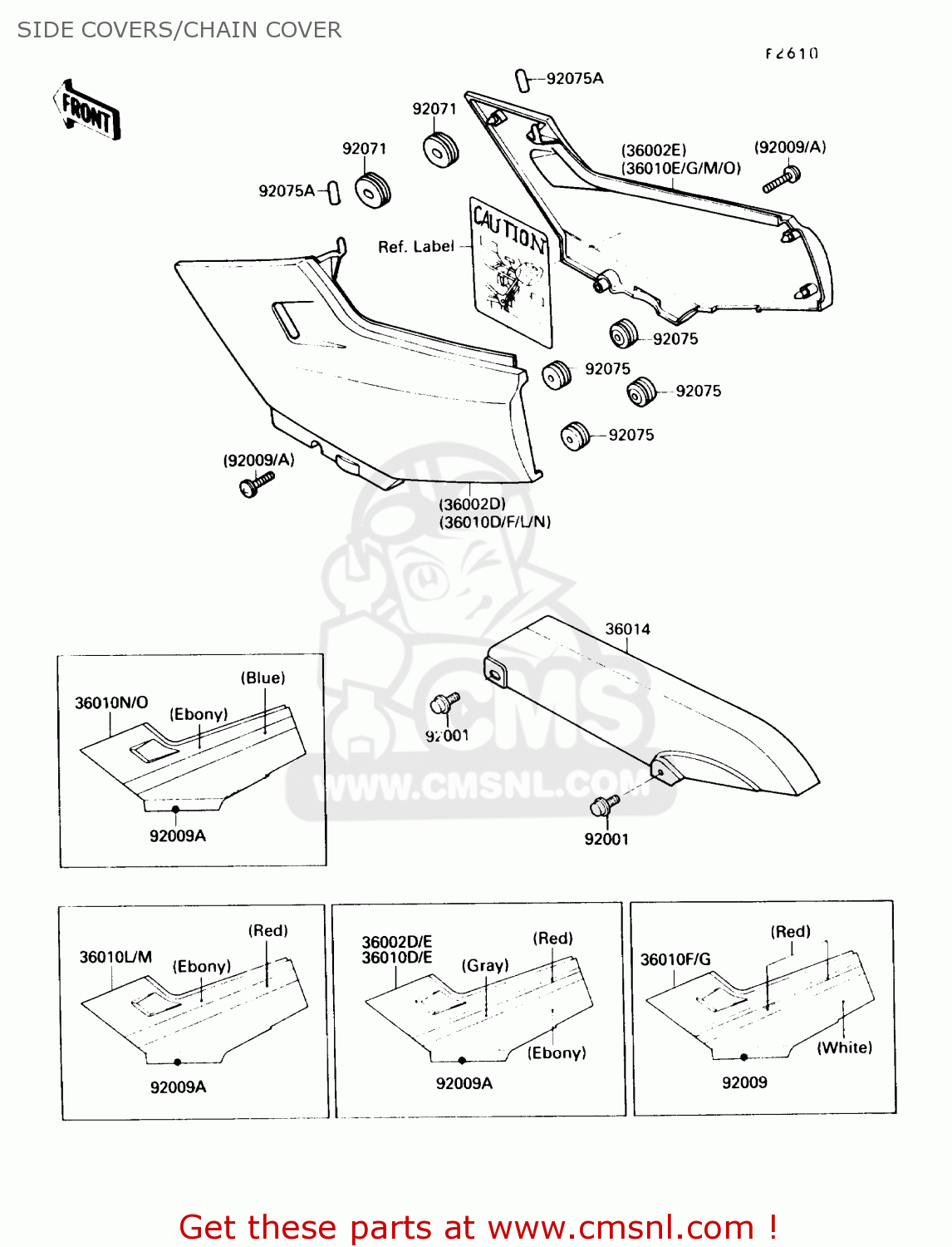 SIDE COVERS/CHAIN COVER EX250F2 NINJA 250R 1988 USA CALIFORNIA CANADA