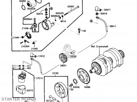 STARTER MOTOR - EX250F2 NINJA 250R 1988 USA CALIFORNIA CANADA