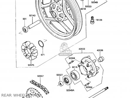 REAR WHEEL/CHAIN - EX250F2 NINJA 250R 1988 USA CALIFORNIA CANADA
