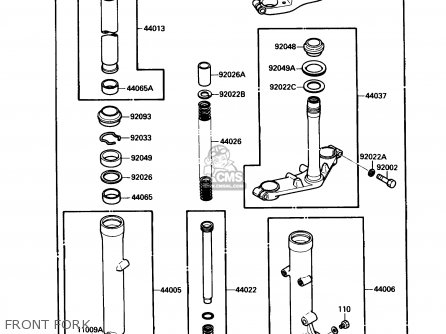 FRONT FORK - EX250F2 NINJA 250R 1988 USA CALIFORNIA CANADA