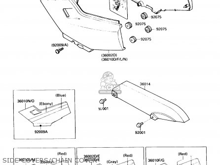 SIDE COVERS/CHAIN COVER - EX250F2 NINJA 250R 1988 USA CALIFORNIA CANADA