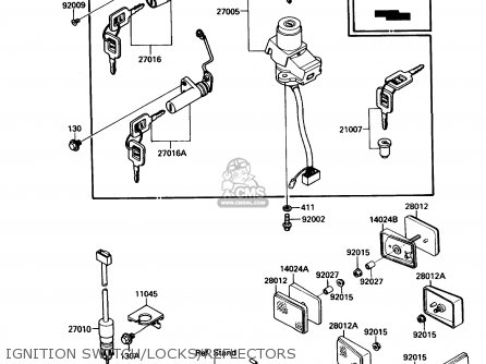 IGNITION SWITCH/LOCKS/REFLECTORS - EX250F2 NINJA 250R 1988 USA CALIFORNIA CANADA