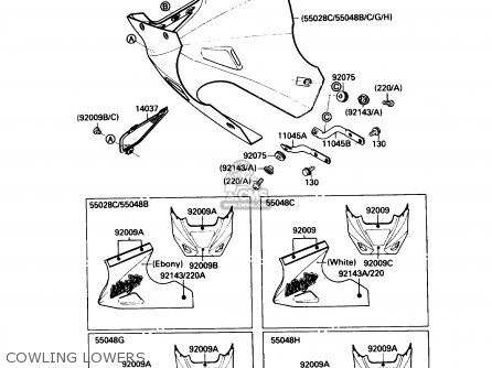 COWLING LOWERS - EX250F2 NINJA 250R 1988 USA CALIFORNIA CANADA