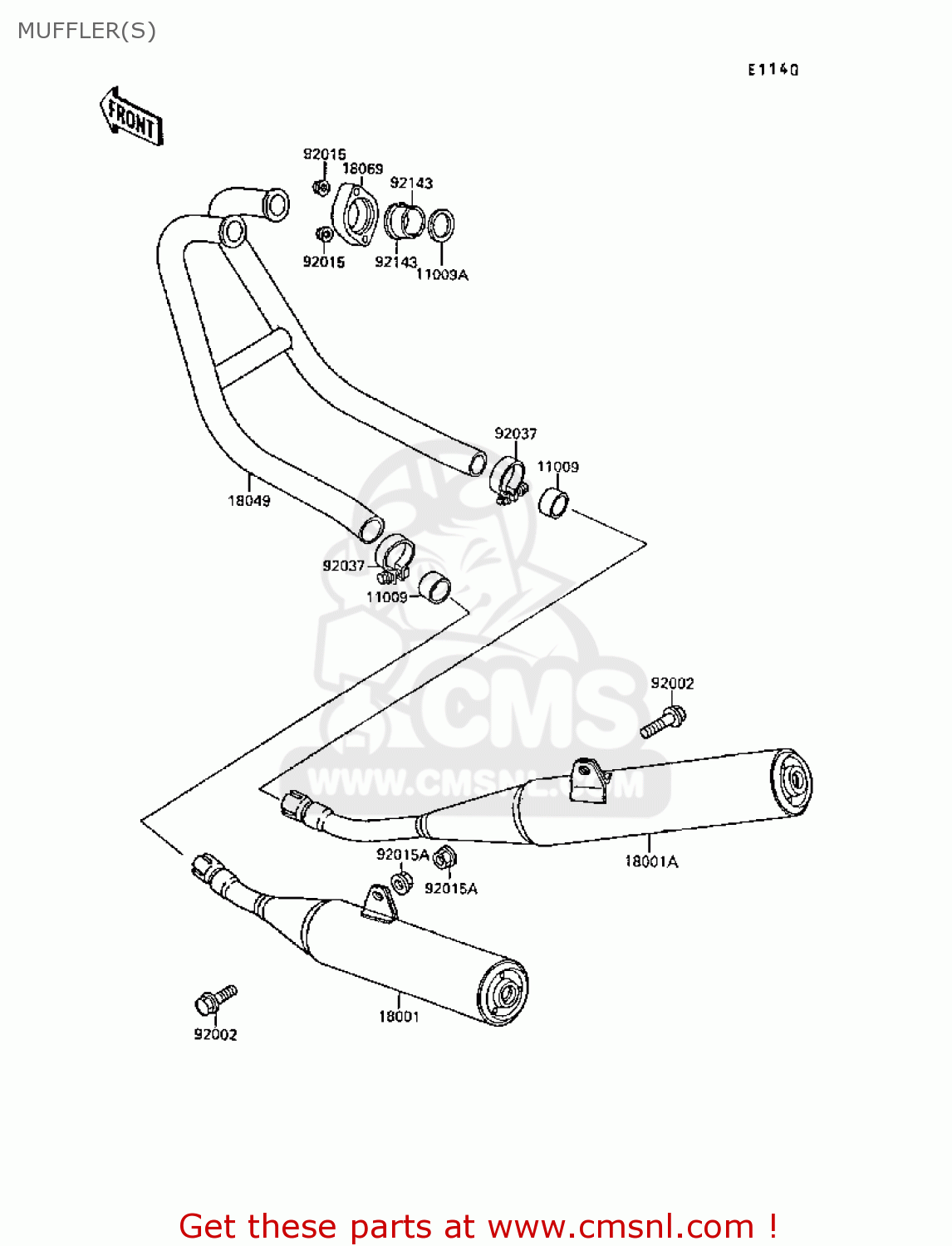 MUFFLER(S) EX250F3 GPX250R 1989 EUROPE UK
