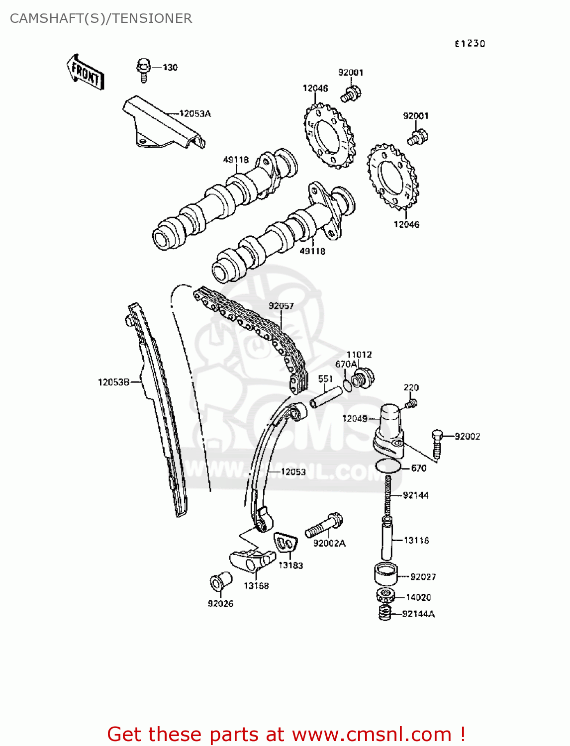 CAMSHAFT(S)/TENSIONER EX250F3 GPX250R 1989 EUROPE UK