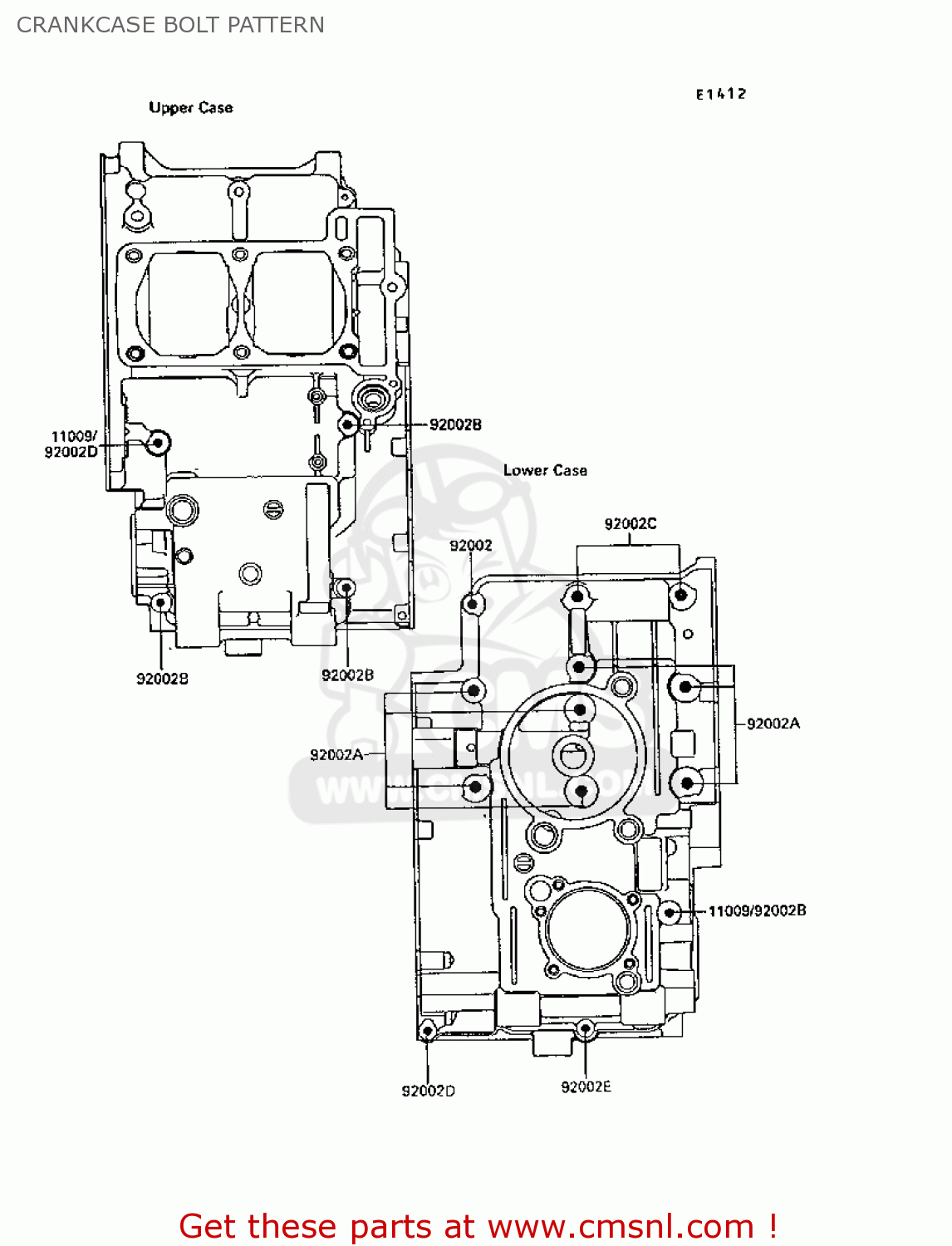 CRANKCASE BOLT PATTERN EX250F3 GPX250R 1989 EUROPE UK