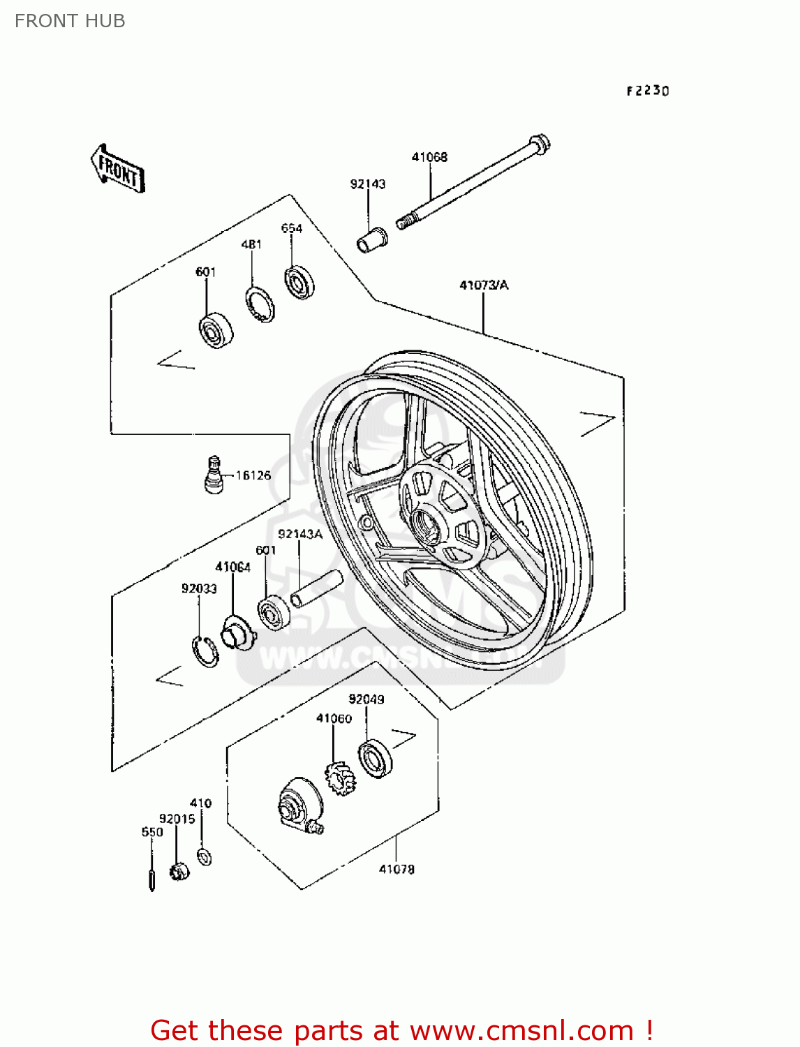 FRONT HUB EX250F3 GPX250R 1989 EUROPE UK