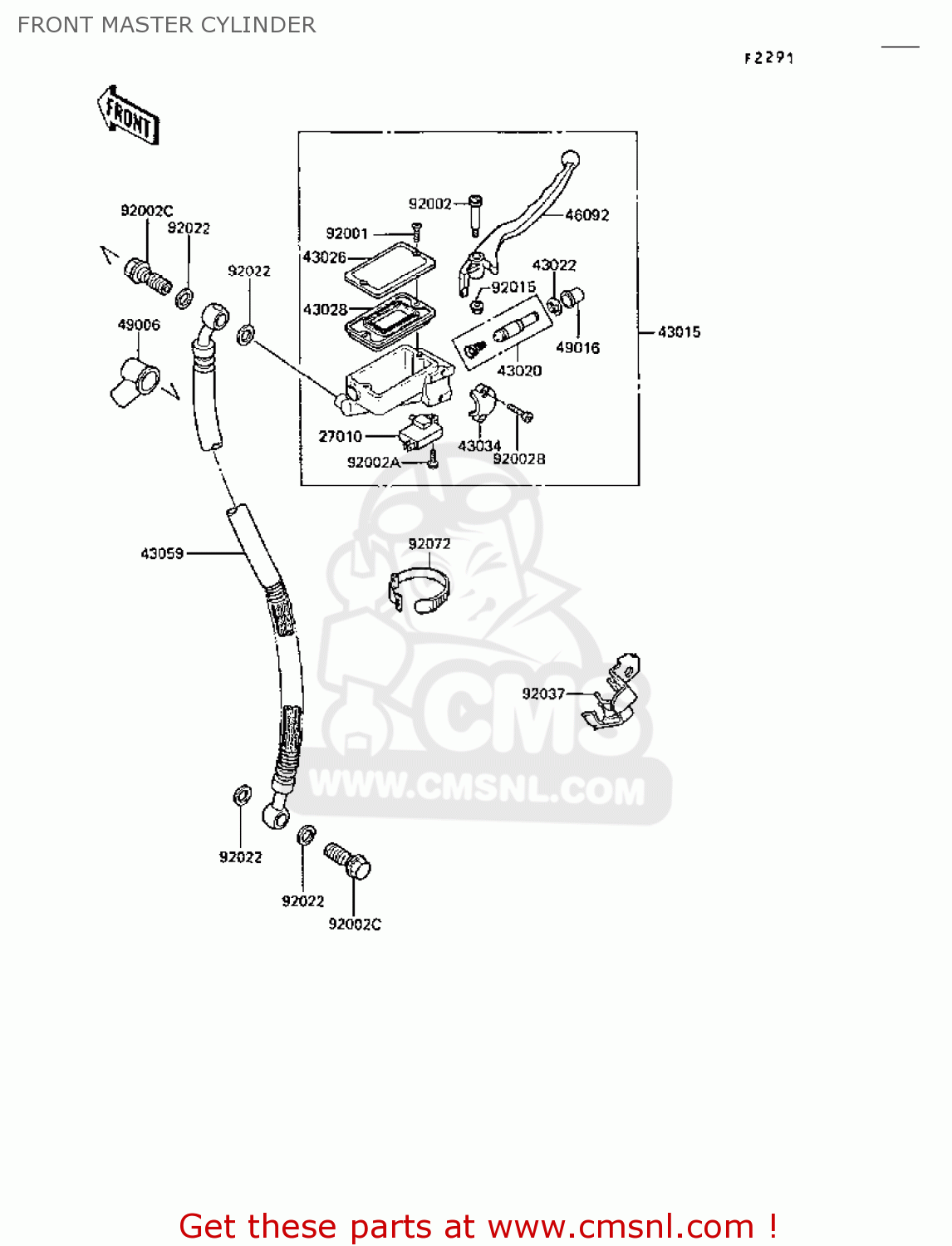 FRONT MASTER CYLINDER EX250F3 GPX250R 1989 EUROPE UK