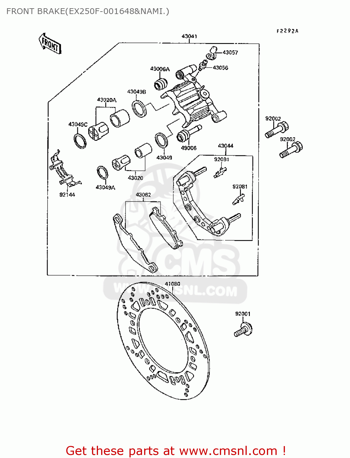 FRONT BRAKE(EX250F-001648&NAMI.) EX250F3 GPX250R 1989 EUROPE UK
