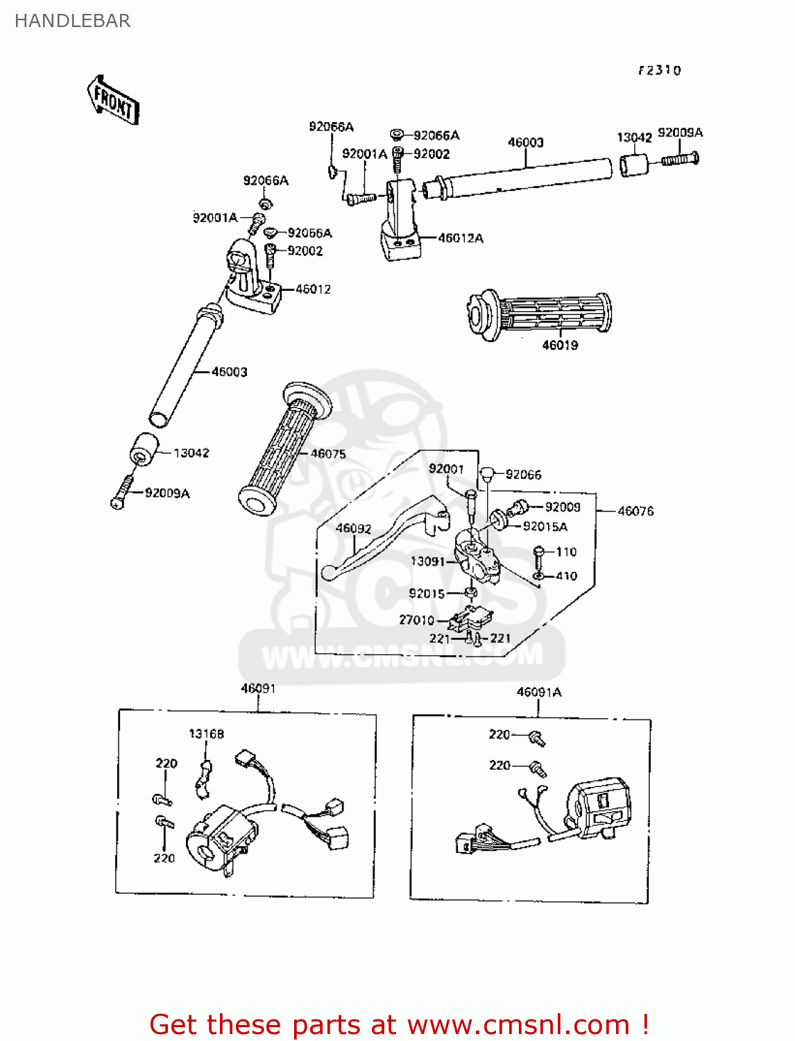 HANDLEBAR EX250F3 GPX250R 1989 EUROPE UK