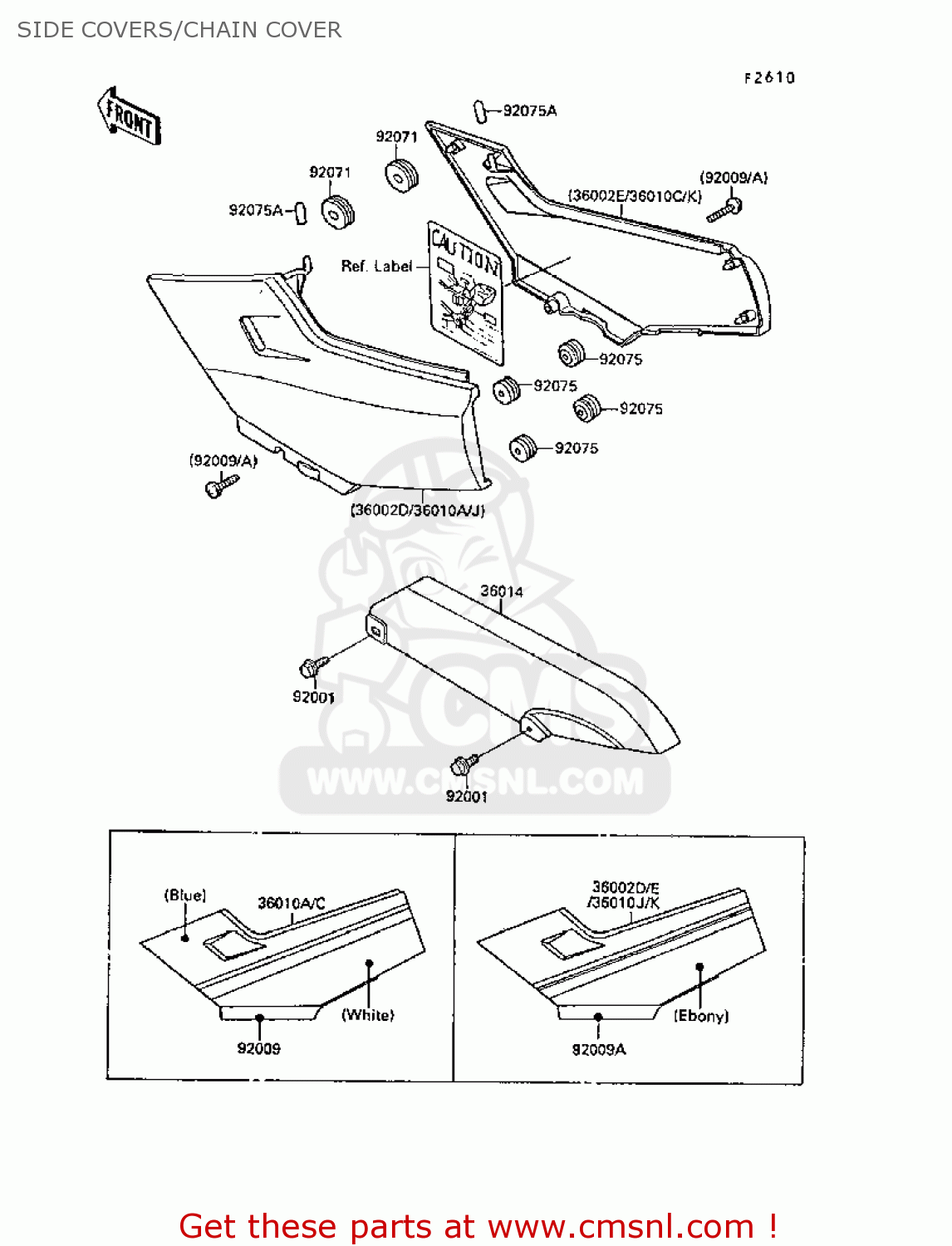 SIDE COVERS/CHAIN COVER EX250F3 GPX250R 1989 EUROPE UK