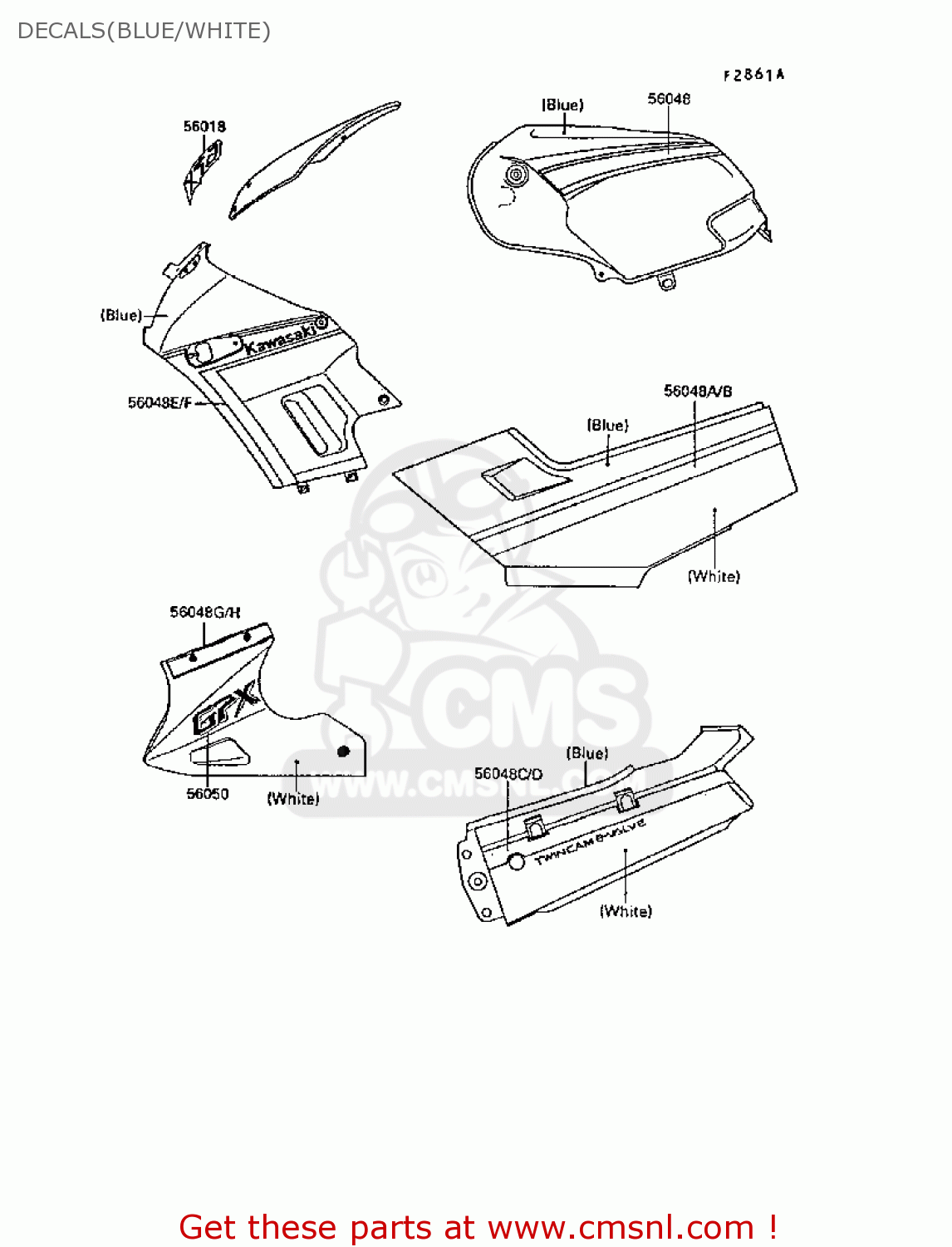 DECALS(BLUE/WHITE) EX250F3 GPX250R 1989 EUROPE UK