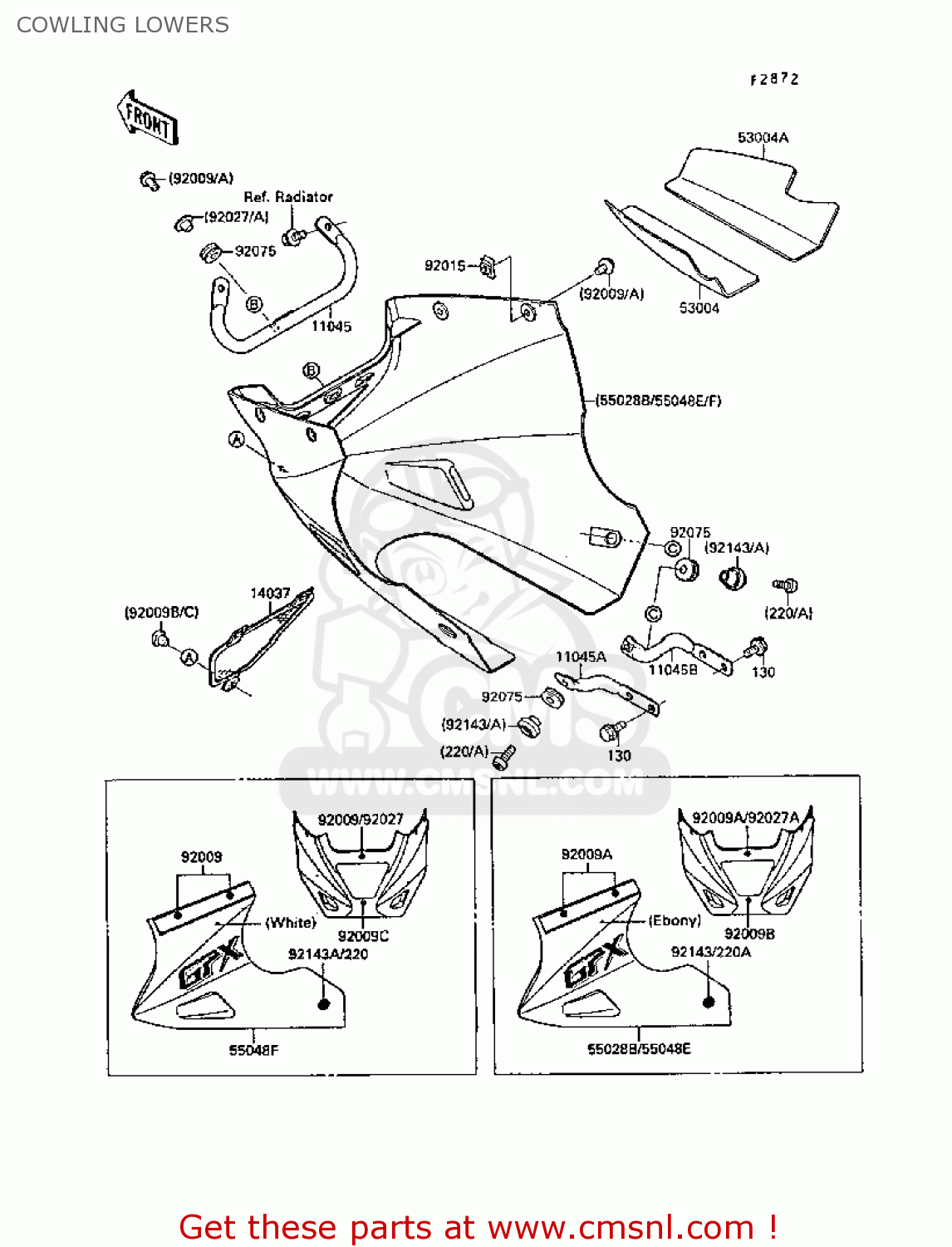 COWLING LOWERS EX250F3 GPX250R 1989 EUROPE UK