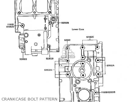 CRANKCASE BOLT PATTERN - EX250F3 GPX250R 1989 EUROPE UK