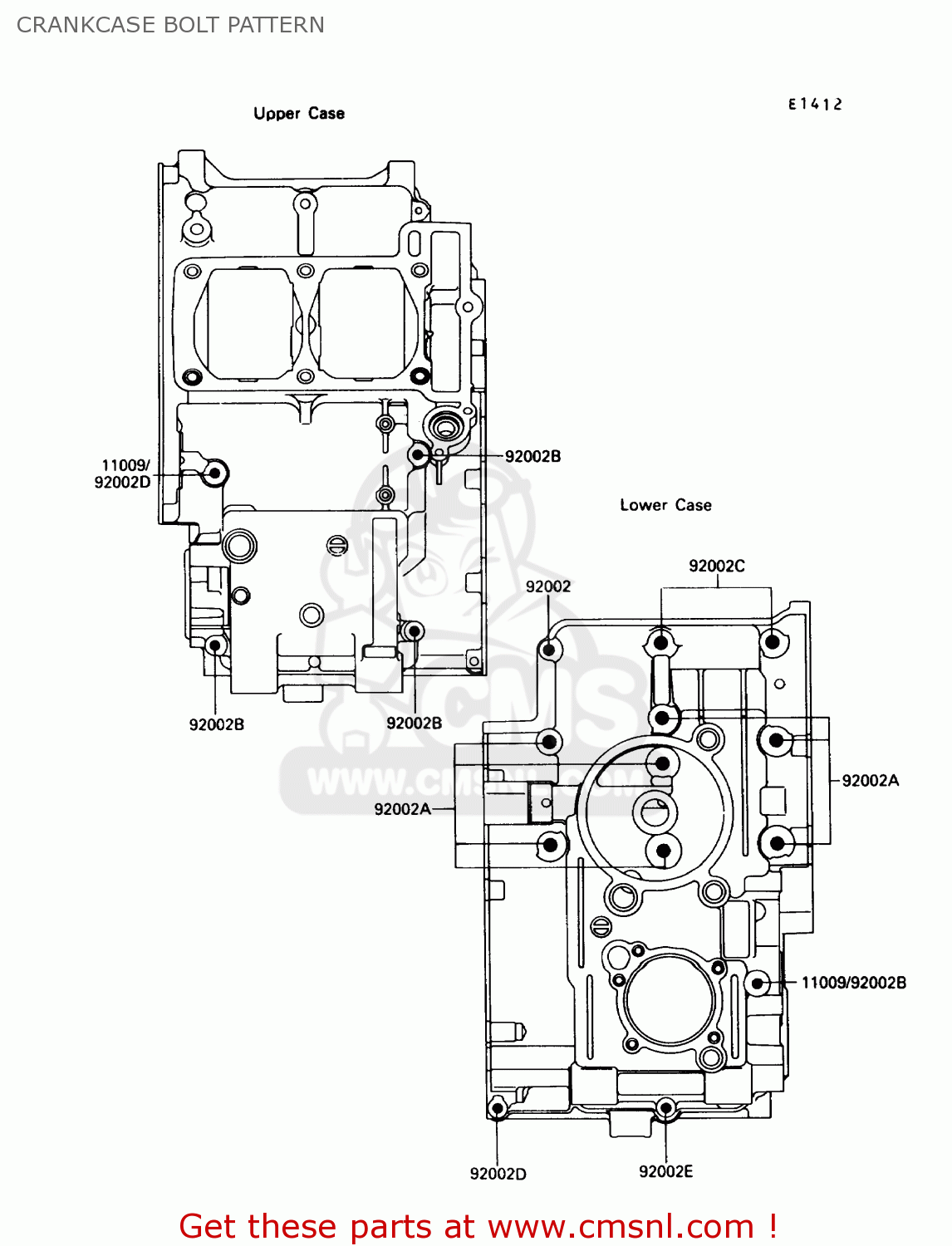 CRANKCASE BOLT PATTERN EX250F3 NINJA 250R 1989 USA CALIFORNIA CANADA