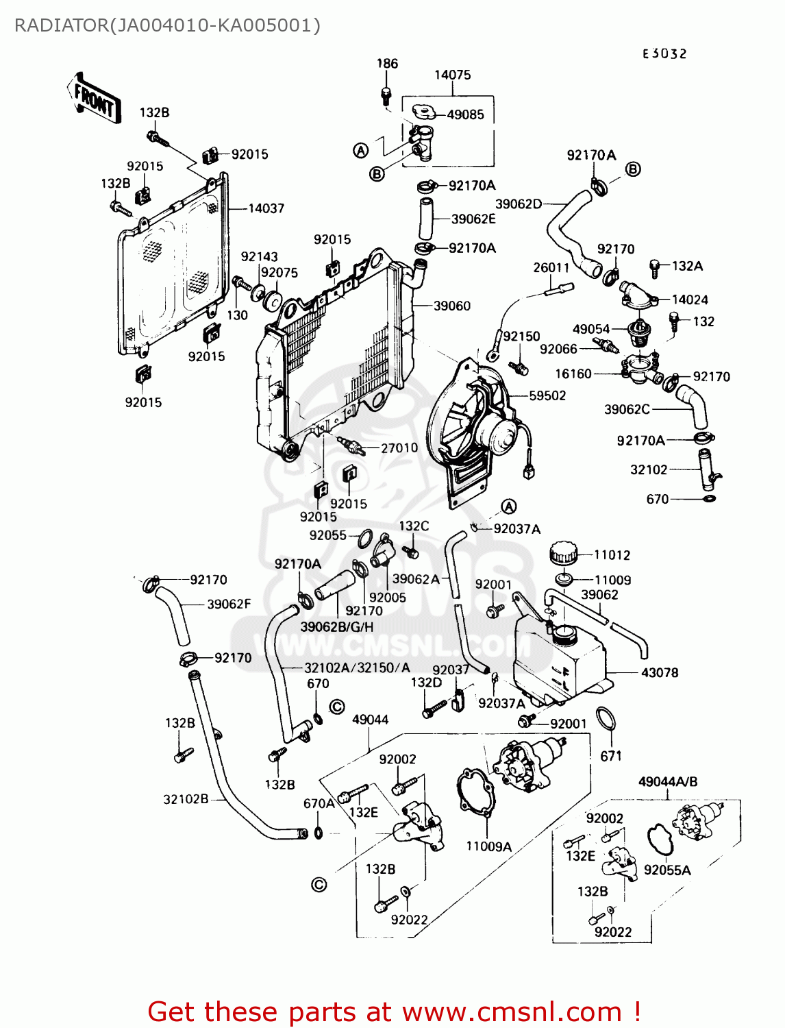 RADIATOR(JA004010-KA005001) EX250F3 NINJA 250R 1989 USA CALIFORNIA CANADA