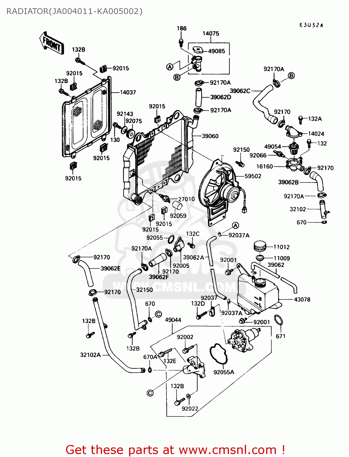 RADIATOR(JA004011-KA005002) EX250F3 NINJA 250R 1989 USA CALIFORNIA CANADA