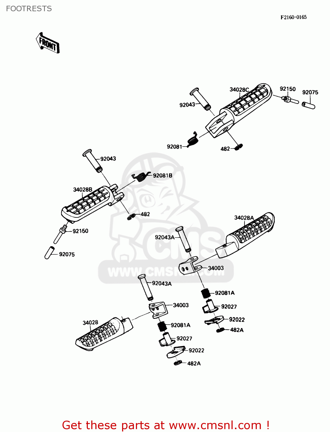 FOOTRESTS EX250F3 NINJA 250R 1989 USA CALIFORNIA CANADA
