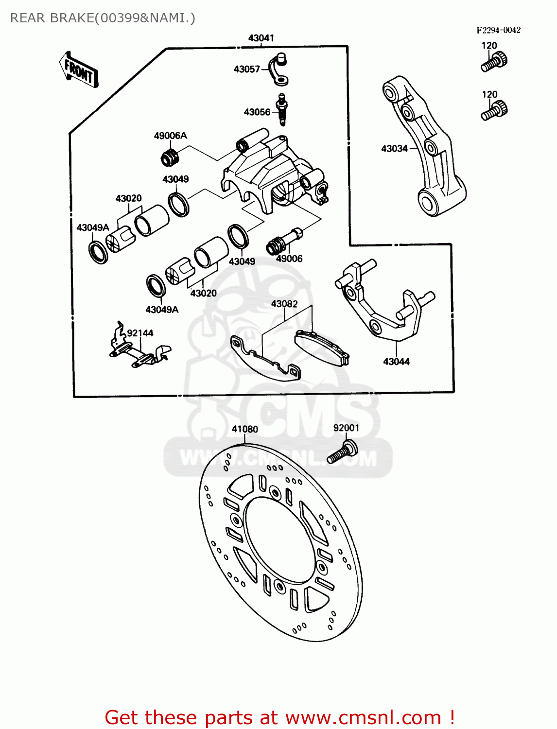 REAR BRAKE(00399&NAMI.) EX250F3 NINJA 250R 1989 USA CALIFORNIA CANADA