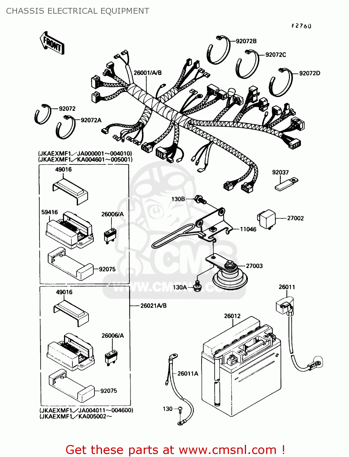 CHASSIS ELECTRICAL EQUIPMENT EX250F3 NINJA 250R 1989 USA CALIFORNIA CANADA