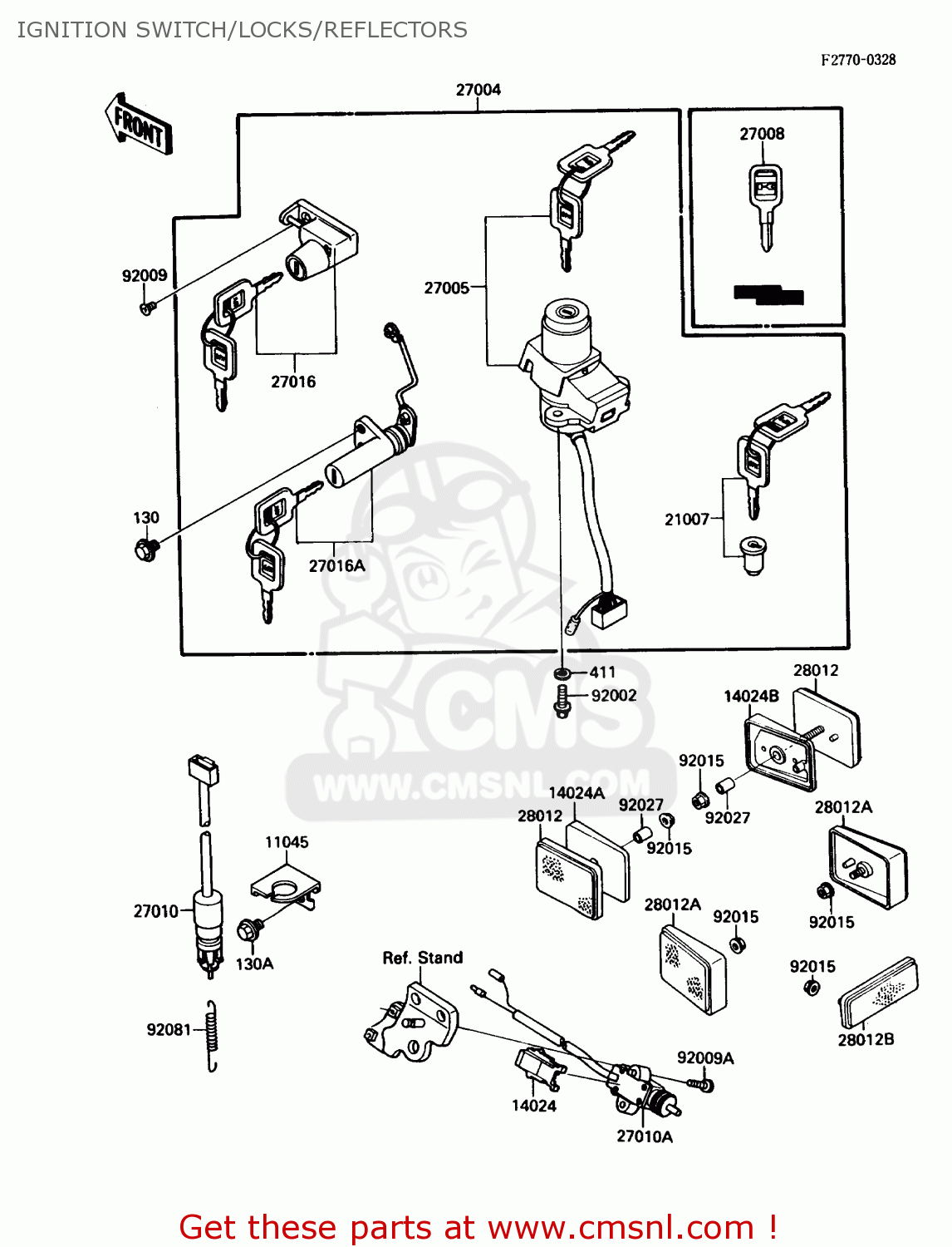 IGNITION SWITCH/LOCKS/REFLECTORS EX250F3 NINJA 250R 1989 USA CALIFORNIA CANADA